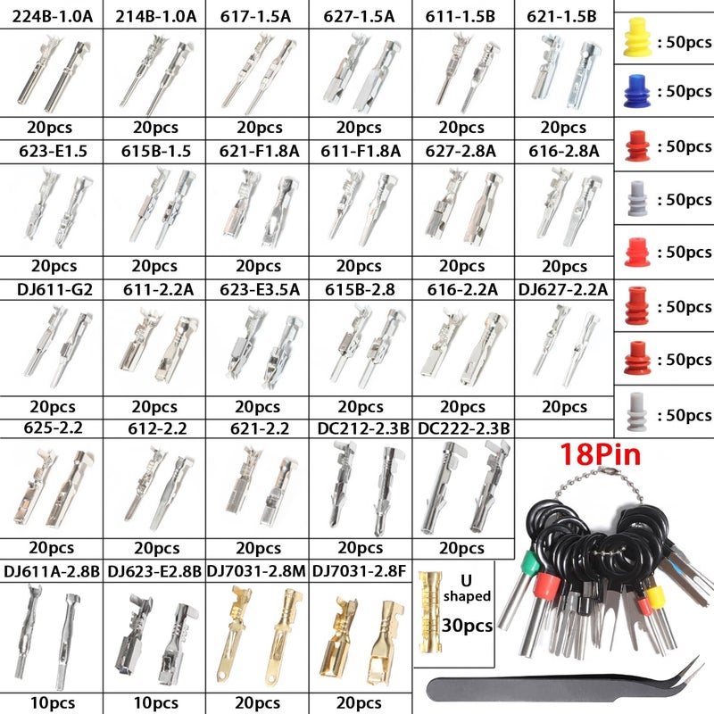 shengbowi Connector Pins Kit Crimped Terminal Pin Automotive Car Electrical 1/1.5/1.8/2.2/2.3/2.5/2.8/3.5mm Male&Female Wire Seals Removal Tool kit Motorcycle ATV Wire Non-Insulated Plug Crimp Set - Image 4